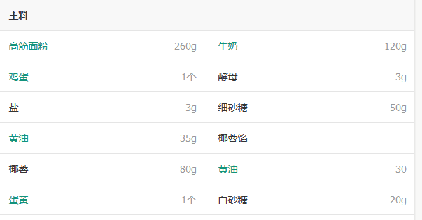 做椰蓉面包材料